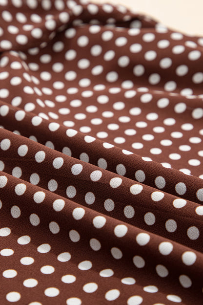 Women's Brown Polka Dot Backless Summer Maxi Dress