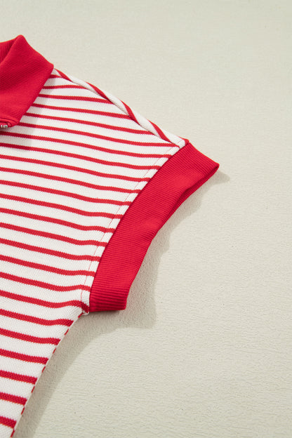 Women's Red Stripe Summer Mini Dress with Pockets
