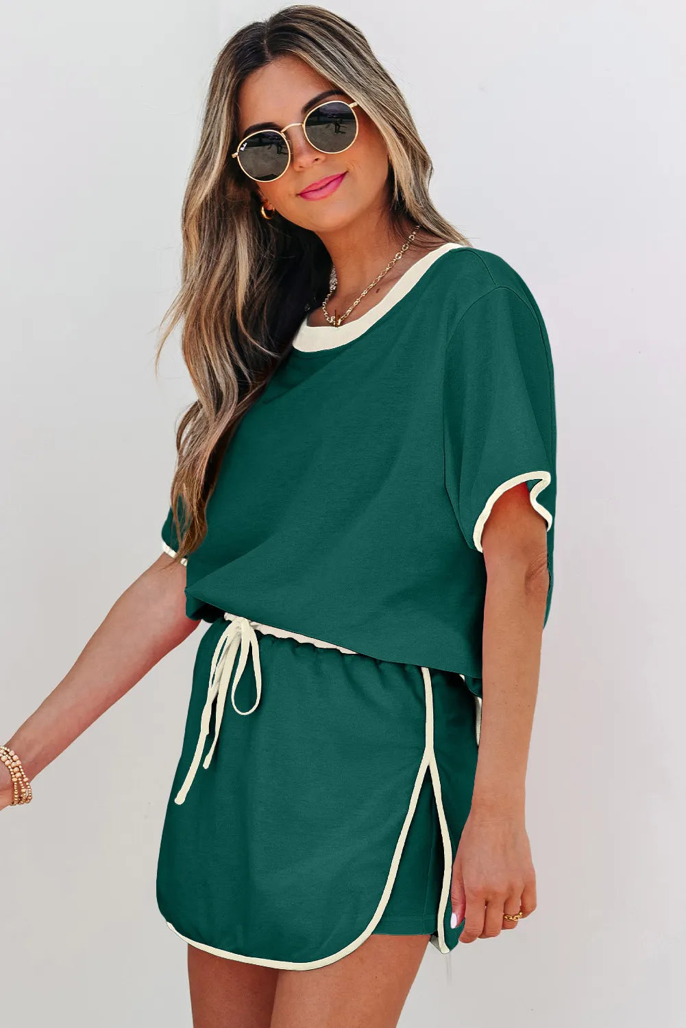 Colourblock Co-ord Set with Drop Shoulder Top and Skort