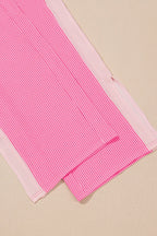 Ribbed Colourblock Co-ord Set with Wide-Leg Trousers