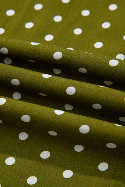 Women's Green Polka Dot High Waist Summer Maxi Dress