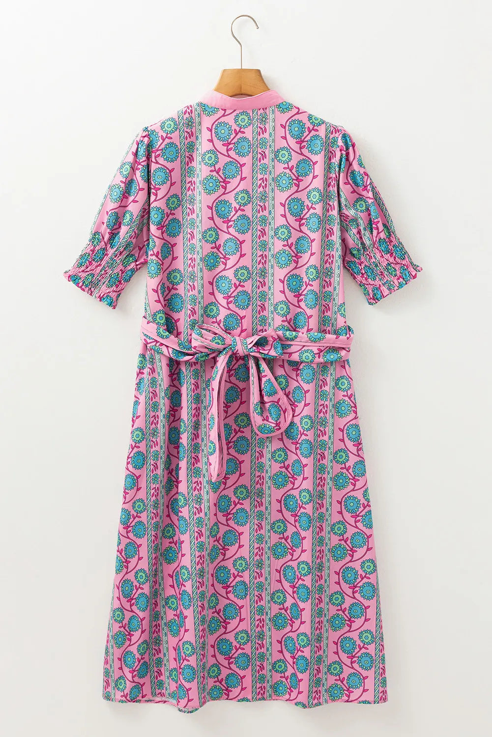 Boho Bloom Button-Down Midi Dress