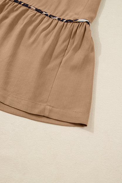 Women's Brown V Neckline Plus Size Summer Maxi Dress