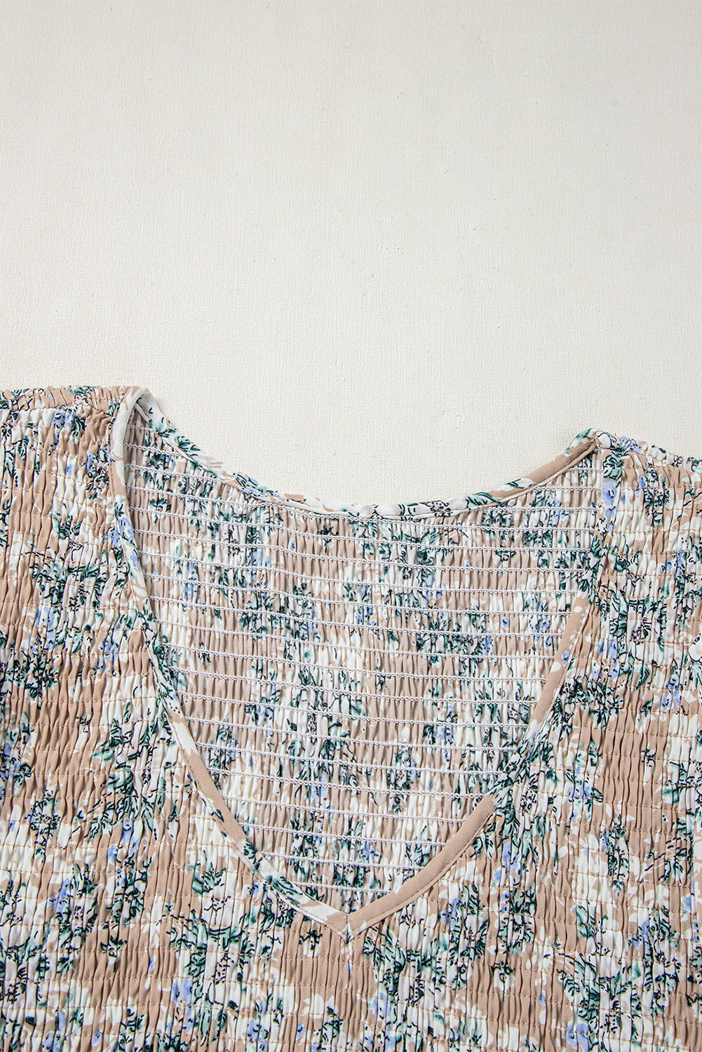 Women's Beige Floral Puff Sleeve Summer Midi Dress