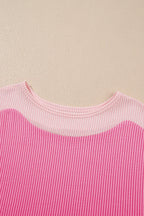 Ribbed Colourblock Co-ord Set with Wide-Leg Trousers
