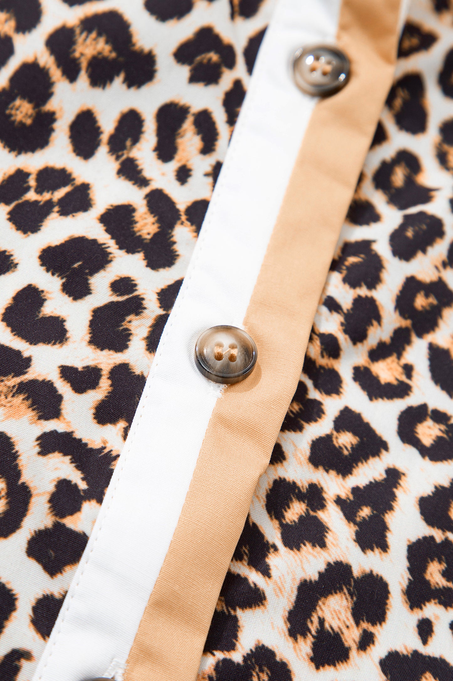 Women's Khaki Leopard Print Long Sleeve Summer Mini Dress