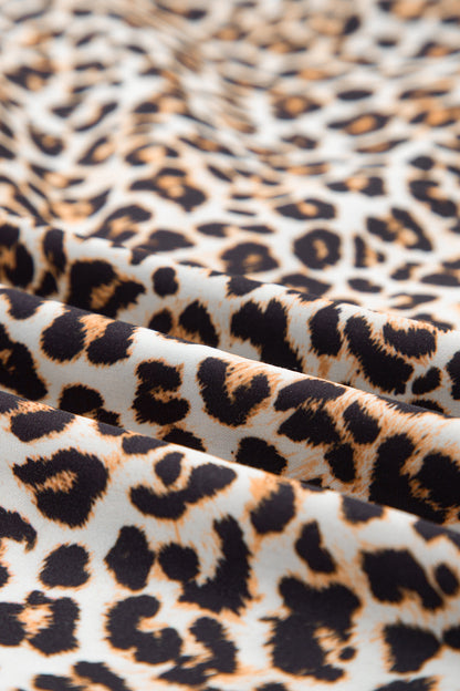 Women's Khaki Leopard Print Long Sleeve Summer Mini Dress