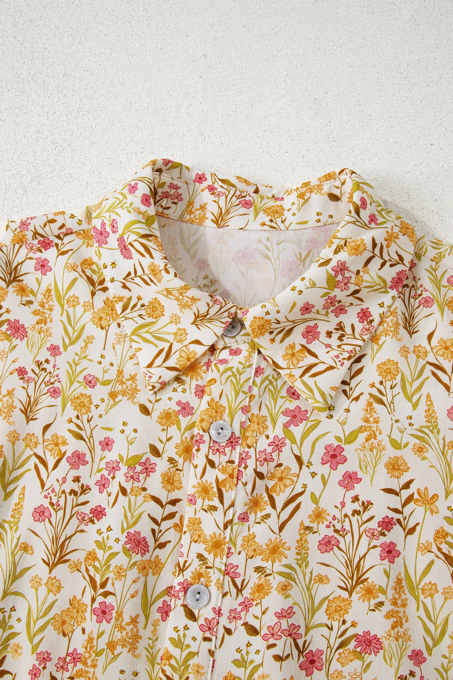 Women's Yellow Floral Long Sleeve Summer Mini Dress