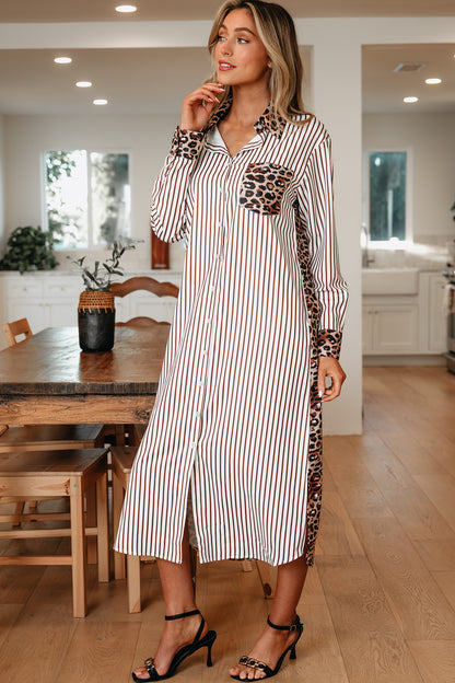 Women's Brown Stripe Summer Maxi Dress
