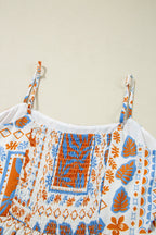 Orange Multi Print Maxi Dress with Ricrac Trim