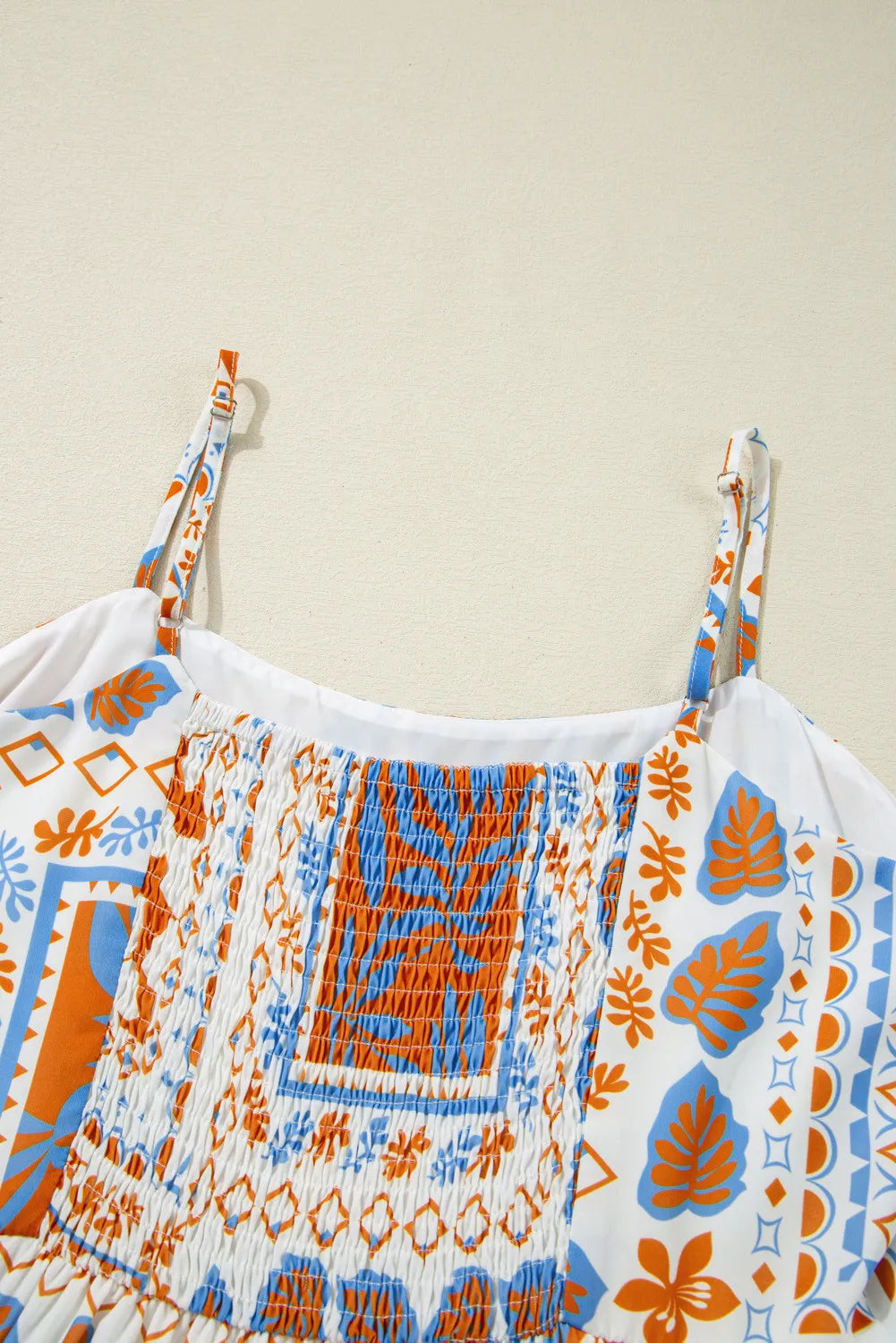 Orange Multi Print Maxi Dress with Ricrac Trim
