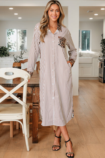 Women's Brown Stripe Summer Maxi Dress