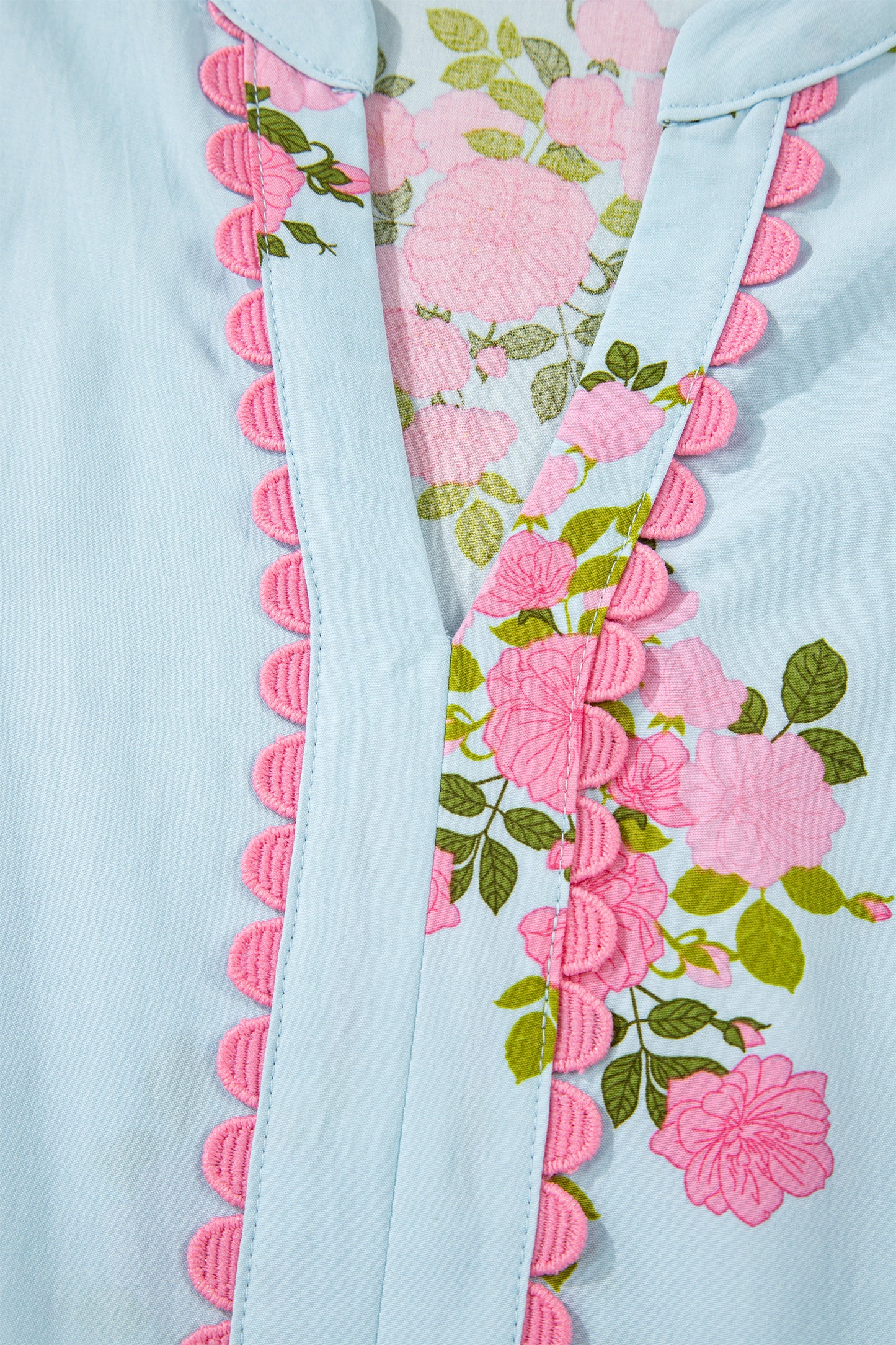 Women's Sky Blue Flutter Short Sleeve Floral Summer Maxi Dress