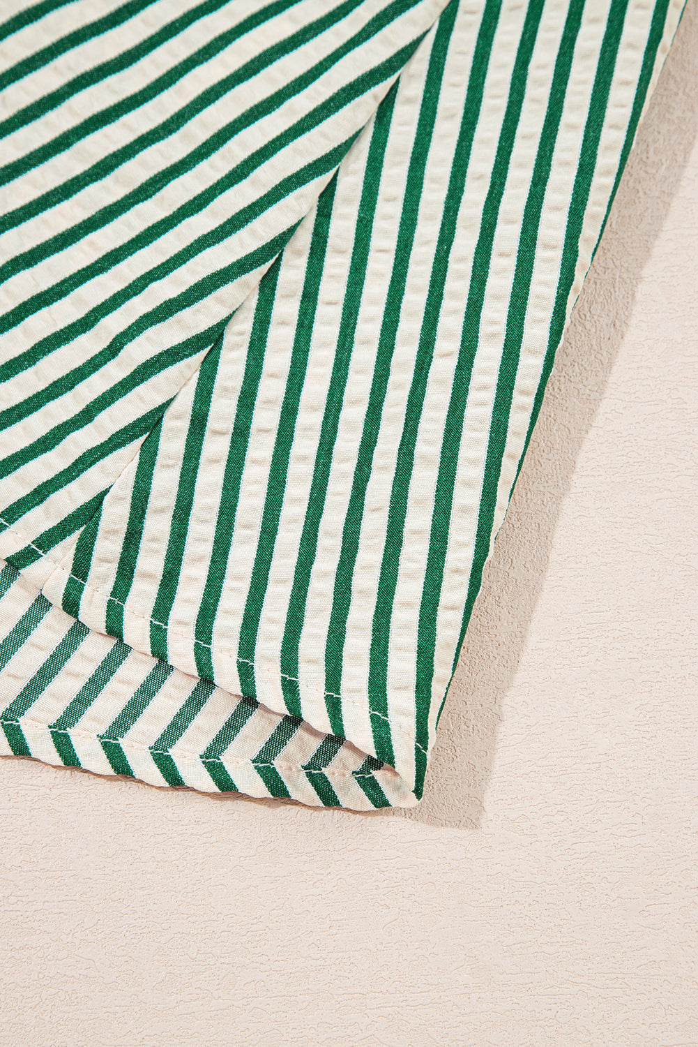 Women's Green Stripe V Neck Zip Front Summer Midi Dress
