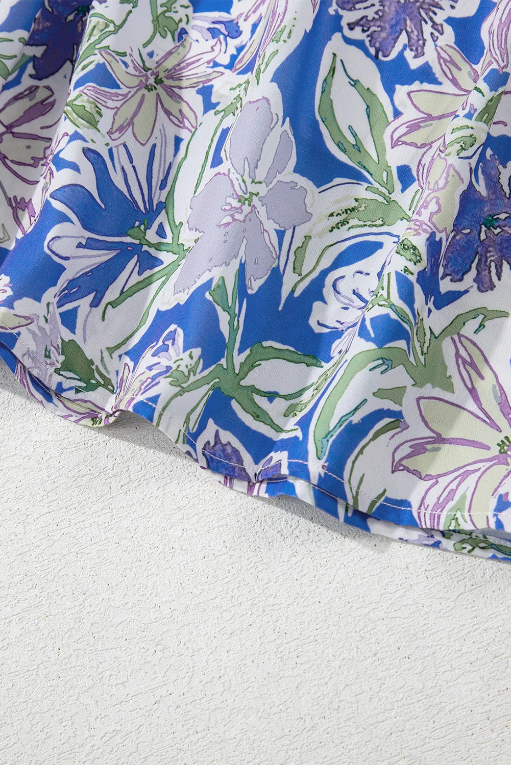 Sky Blue Floral Maxi Dress with Ruffle Tiers and Tie Straps