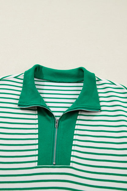 Women's Green Stripe Summer Mini Dress with Pockets