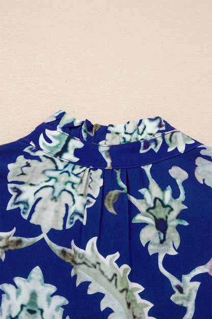 Women's Blue Floral Half Sleeve Summer Maxi Dress