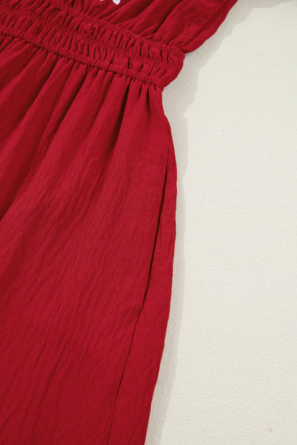 Women's Red Long Sleeve Summer Maxi Dress