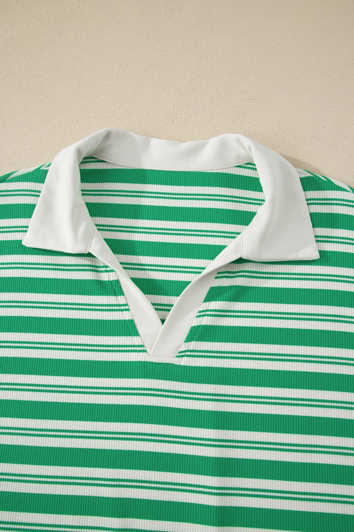 Women's Green Striped Summer Midi Dress with Pockets