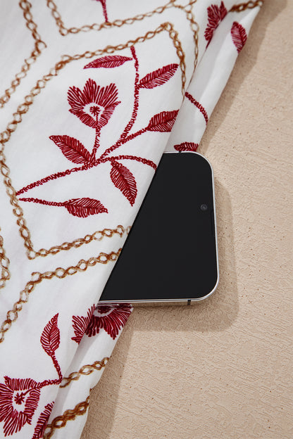 Women's Red Floral Summer Mini Dress