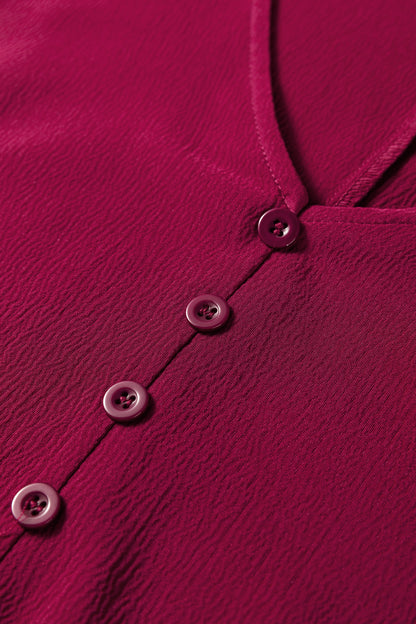 Women's Burgundy Long Sleeve V Neck Summer Maxi Dress