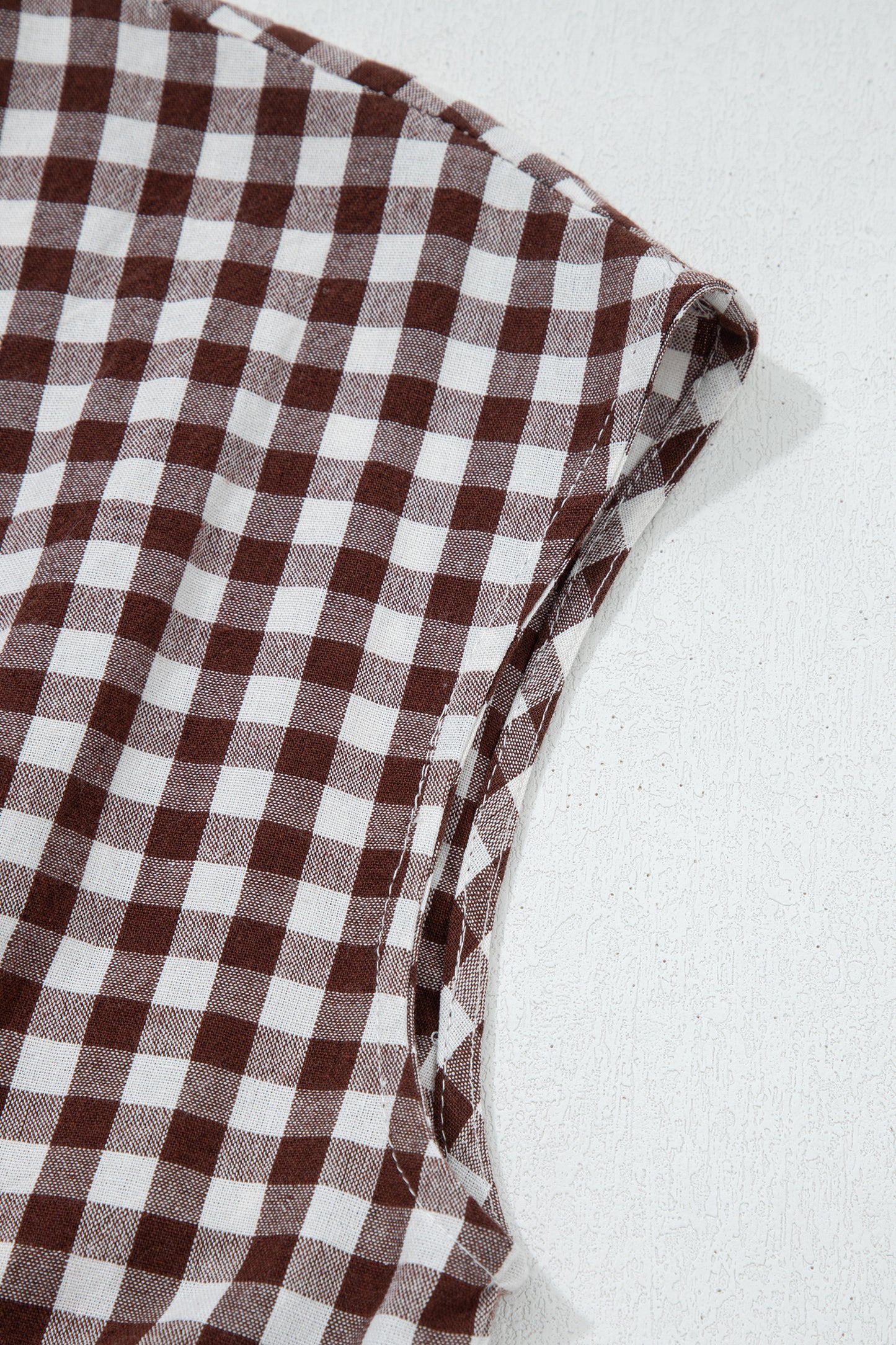 Women's Coffee Plaid Print Sleeveless Summer Midi Dress
