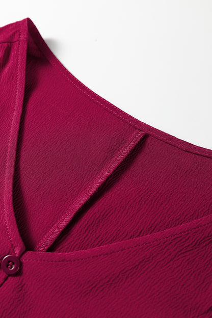 Women's Burgundy Long Sleeve V Neck Summer Maxi Dress