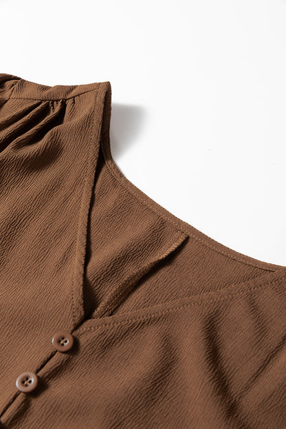 Women's Brown Long Sleeve V Neck Summer Maxi Dress