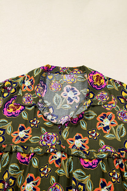 Women's Green Floral Summer Mini Dress