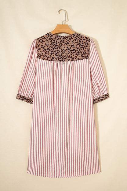 Women's Pink Striped Button Down Summer Mini Dress