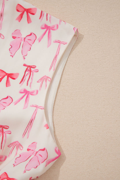 Women's Pink Full Zip Sleeveless Summer Mini Dress