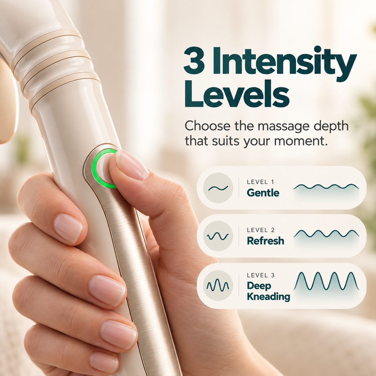 Cordless Handheld Neck & Shoulder Massager – Long-Handle Kneading Massager for Neck, Shoulders, Arms & Legs