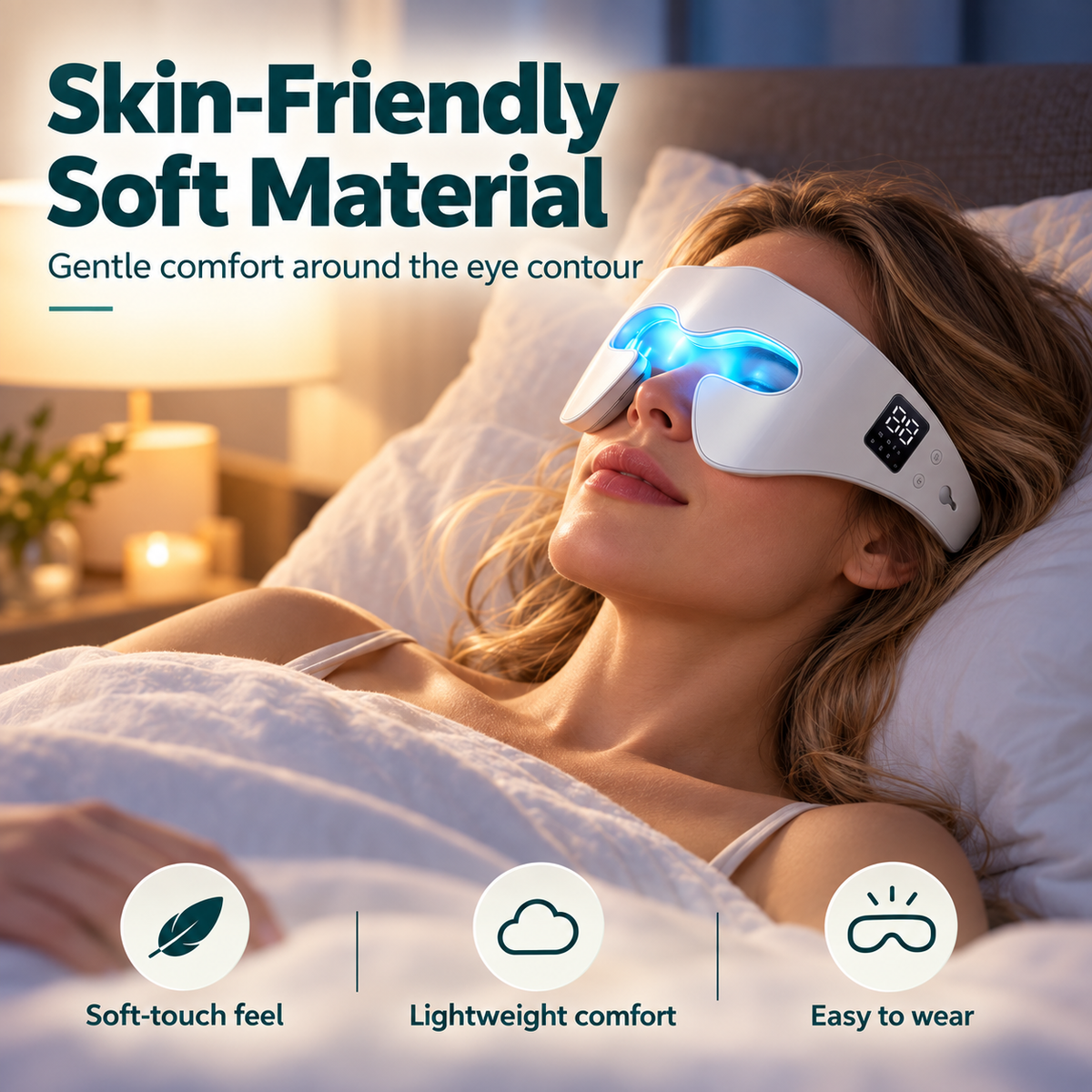 LED Light Therapy Eye Mask – 8-Colour Red Light Eye Mask with EMS Microcurrent & Vibration Massage, Remote Control