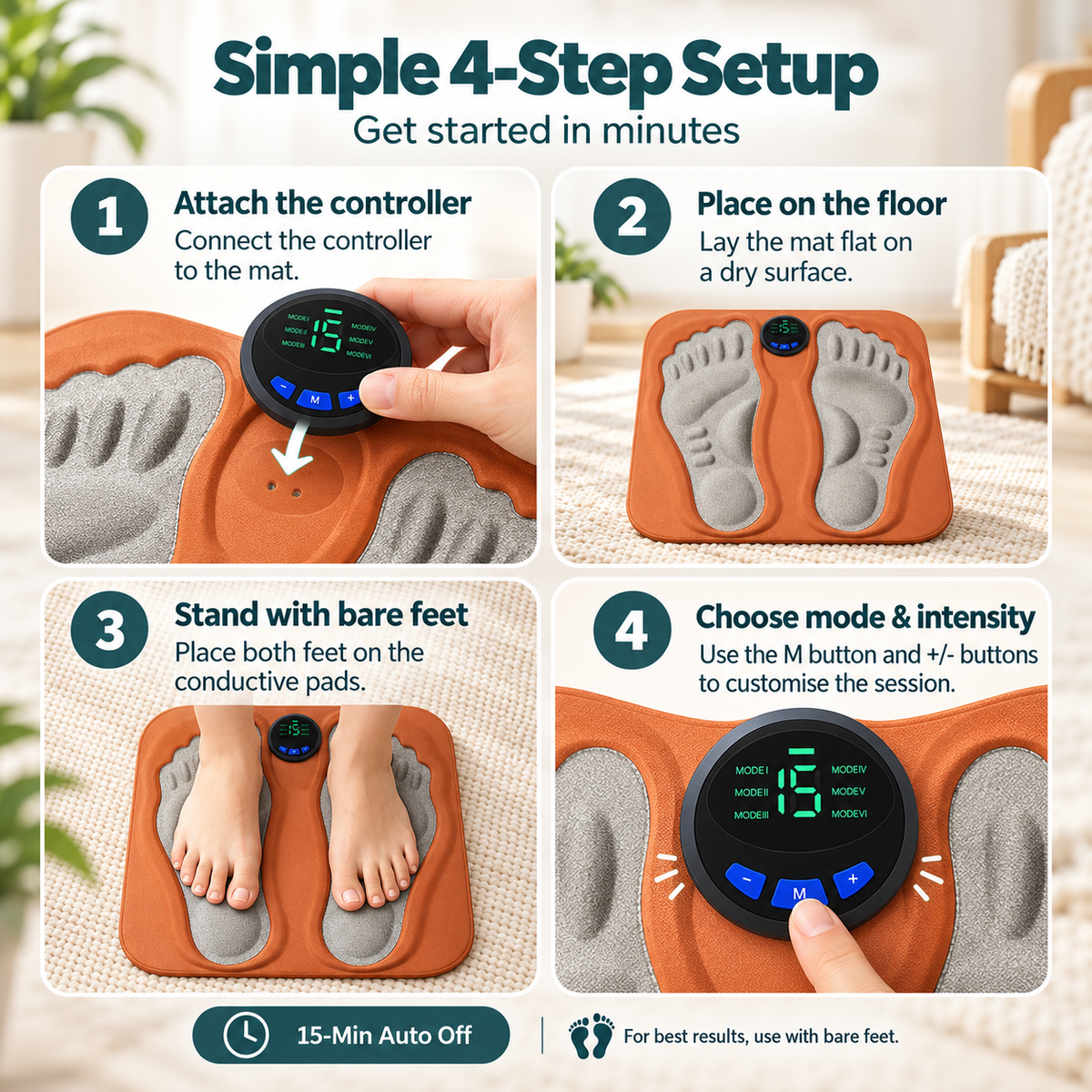 EMS Foot Massager Mat - Electric Foot Massager for Tired Feet