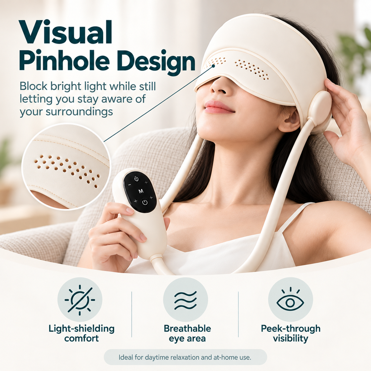 Electric Head & Eye Massager with Heat - 6-Zone Air Compression Head Massage Helmet