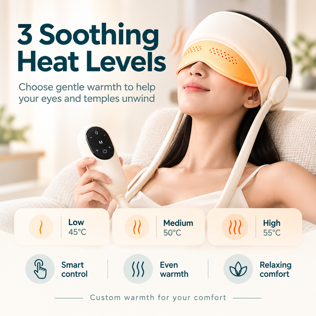 Electric Head & Eye Massager with Heat - 6-Zone Air Compression Head Massage Helmet