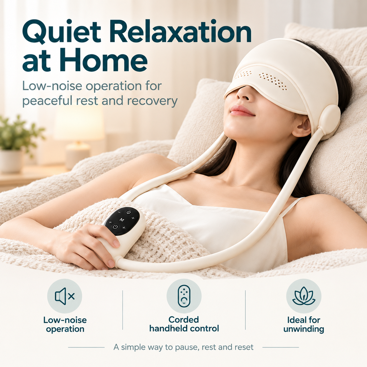 Electric Head & Eye Massager with Heat - 6-Zone Air Compression Head Massage Helmet