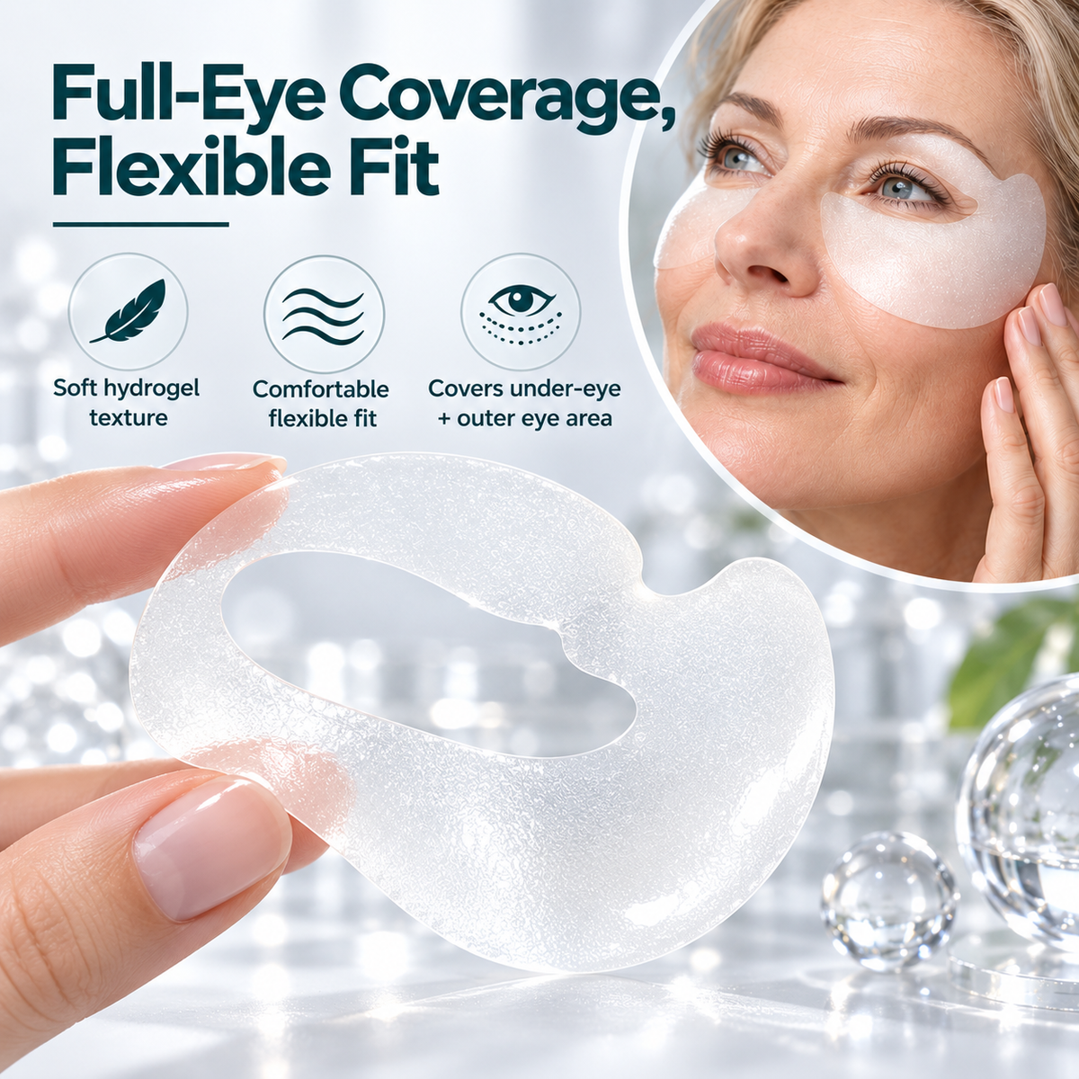 Brightening Under-Eye Patches - 30 Pairs Hydrogel Eye Masks with Niacinamide, Vitamin C & Hyaluronic Acid for Dark Circles & Fine Lines