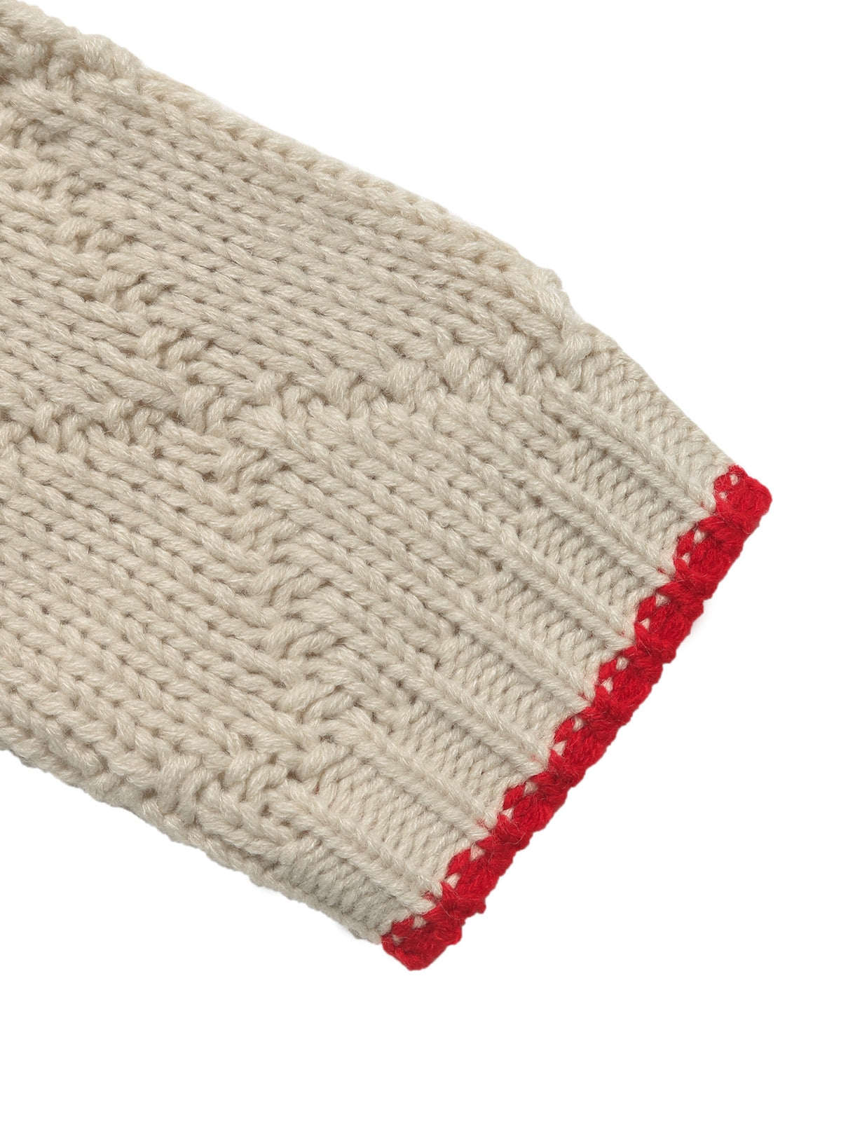 Fish Motif Red Trim Chunky Knit Crew Neck Jumper