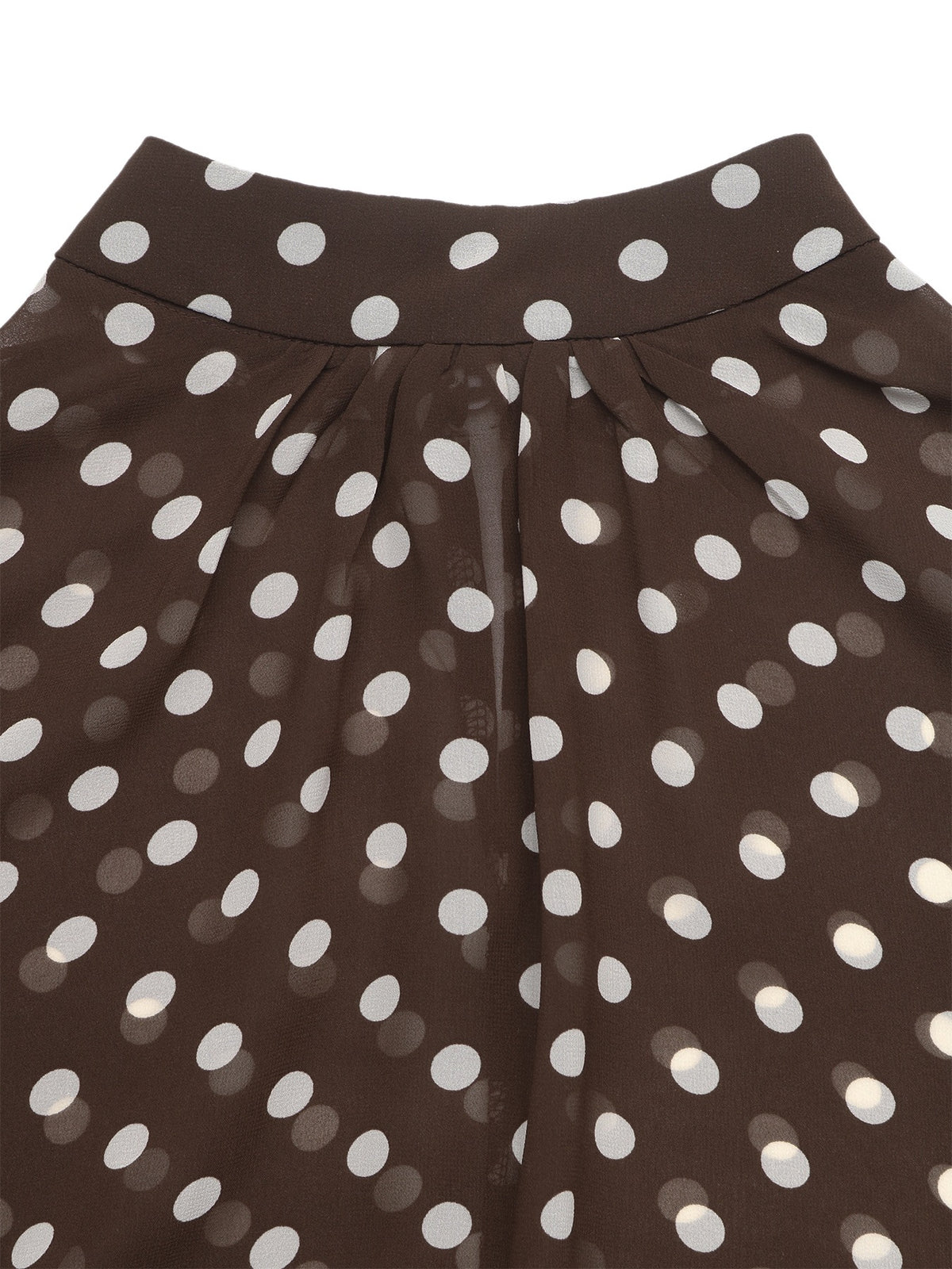 High Neck Balloon Sleeve Polka Dot Chiffon Blouse