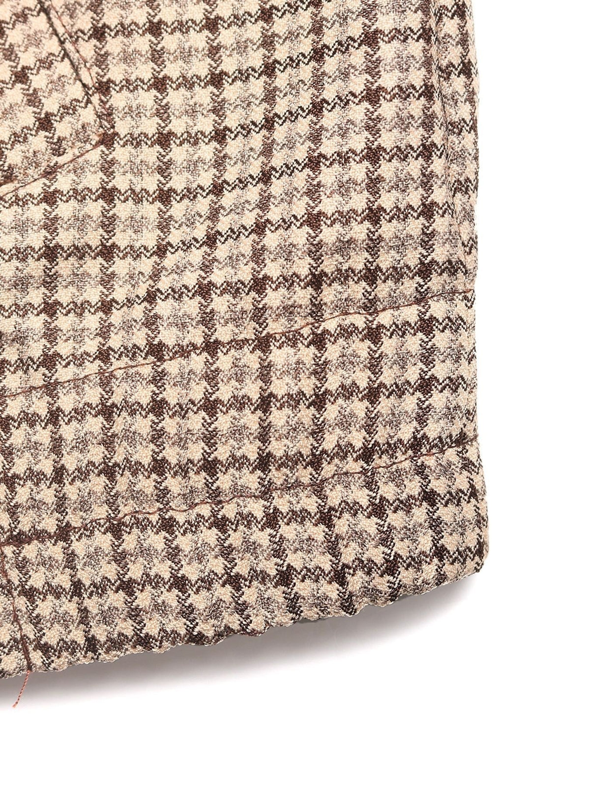 Corduroy Collar Zip Front Dogtooth Jacket