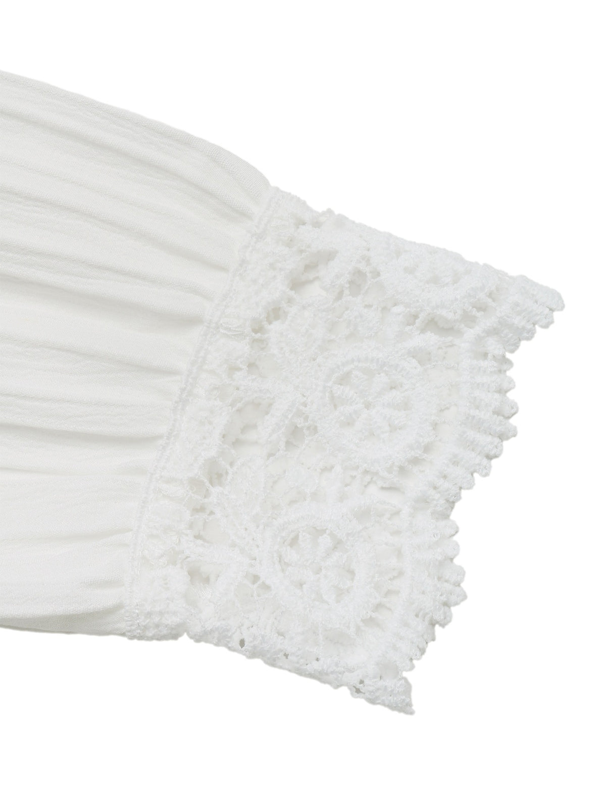 Guipure Lace Yoke High Neck Button Through Blouse