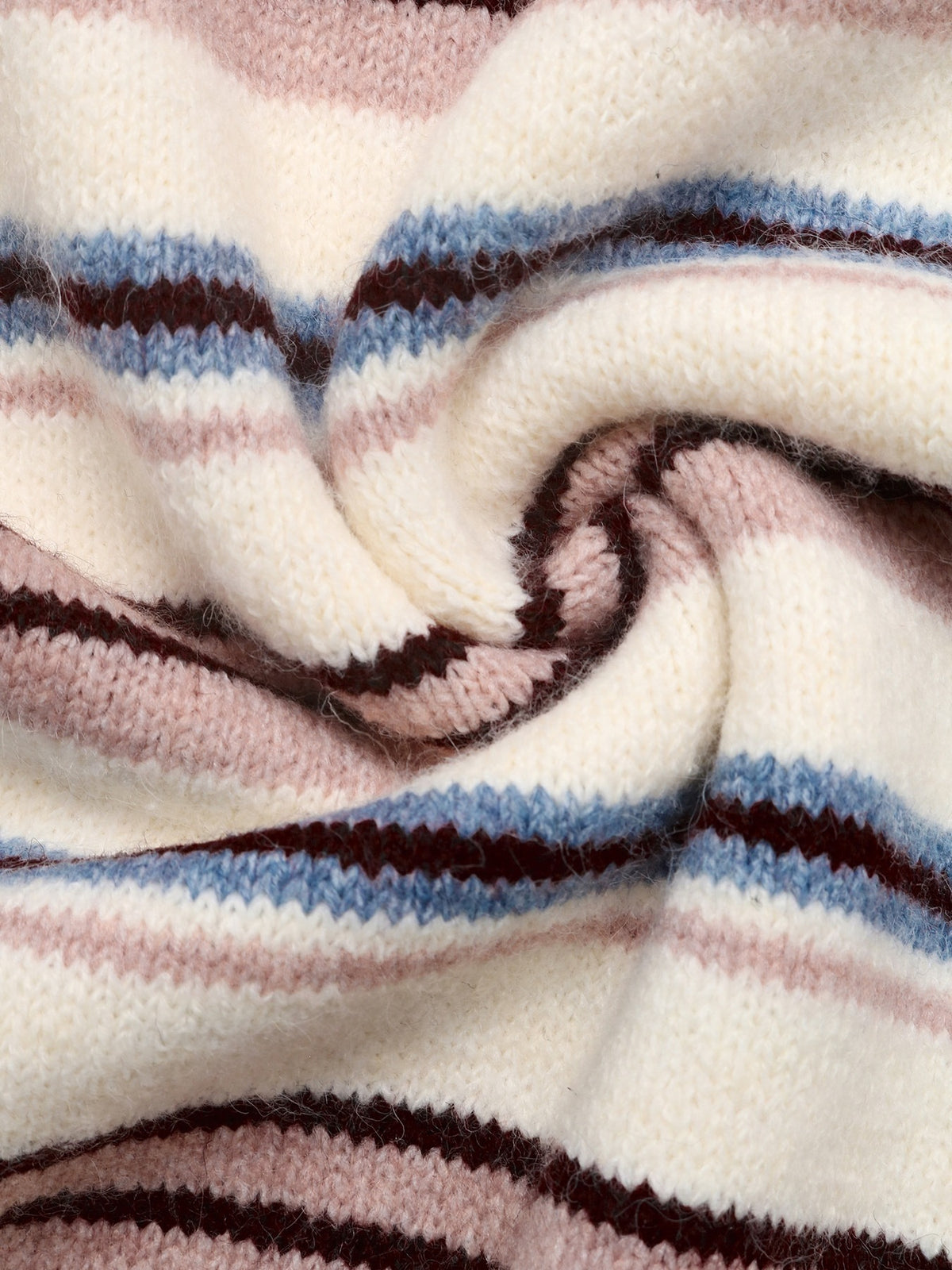 Button Polo Collar Striped Knit Jumper