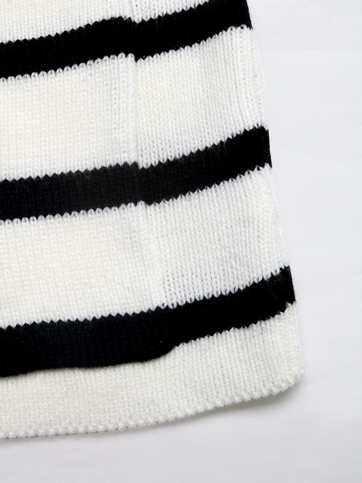 Black and White Striped Cardigan with Gold Button Front