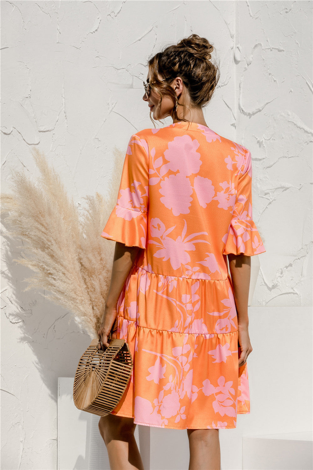 Frill Sleeve Tiered Midi Dress