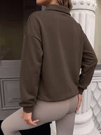 Statement Button Collared Oversized Polo Sweatshirt