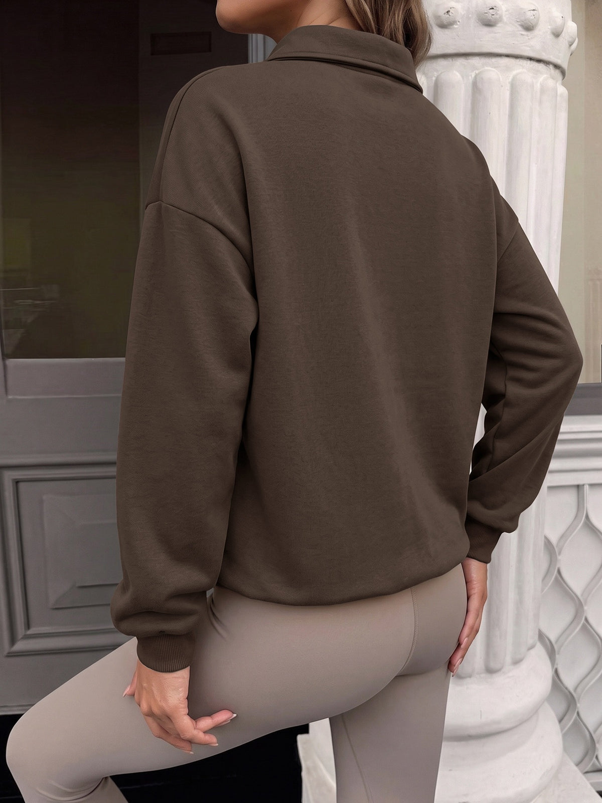 Statement Button Collared Oversized Polo Sweatshirt