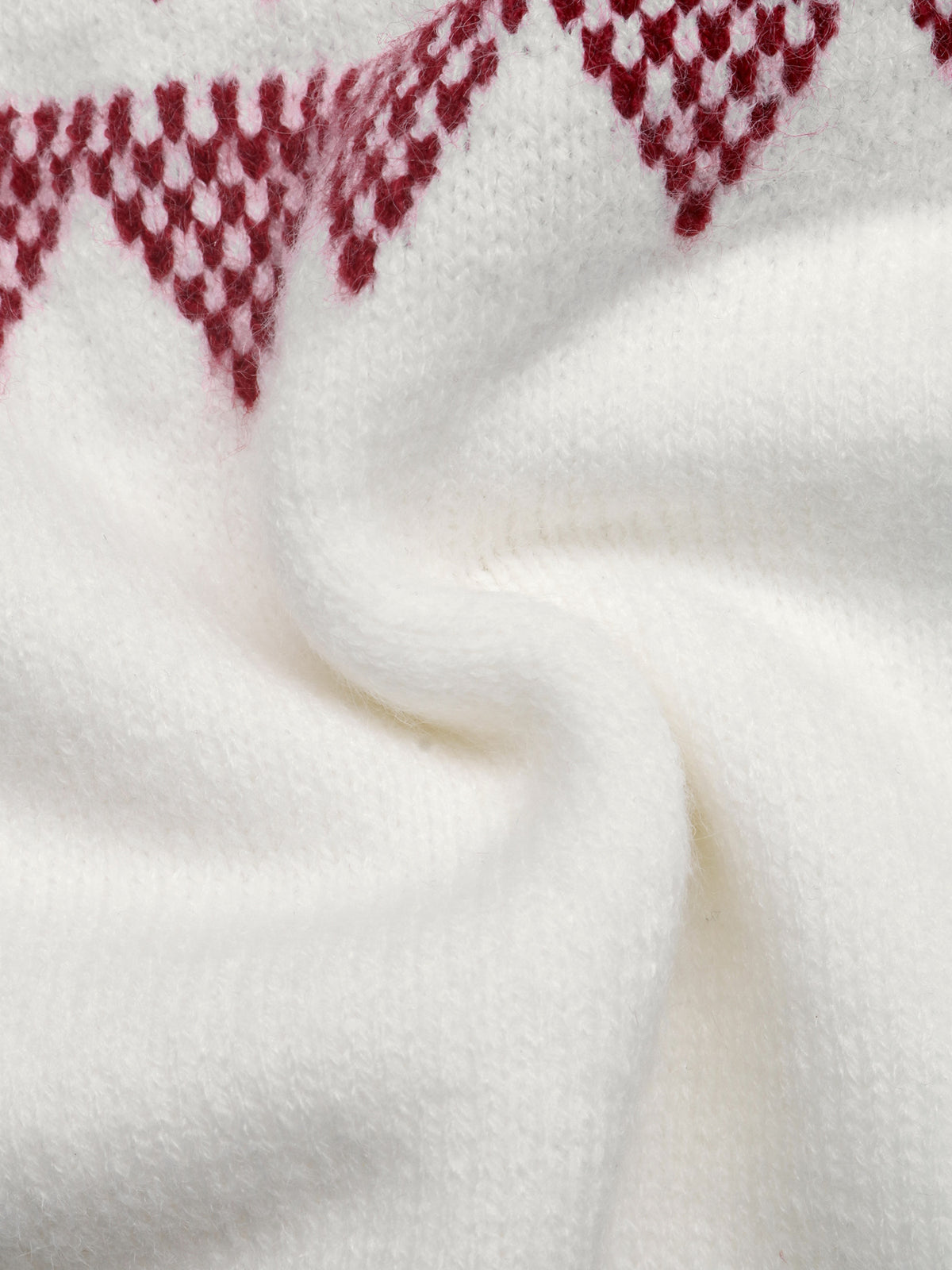 Burgundy Yoke Crew Neck Fair Isle Knit Jumper