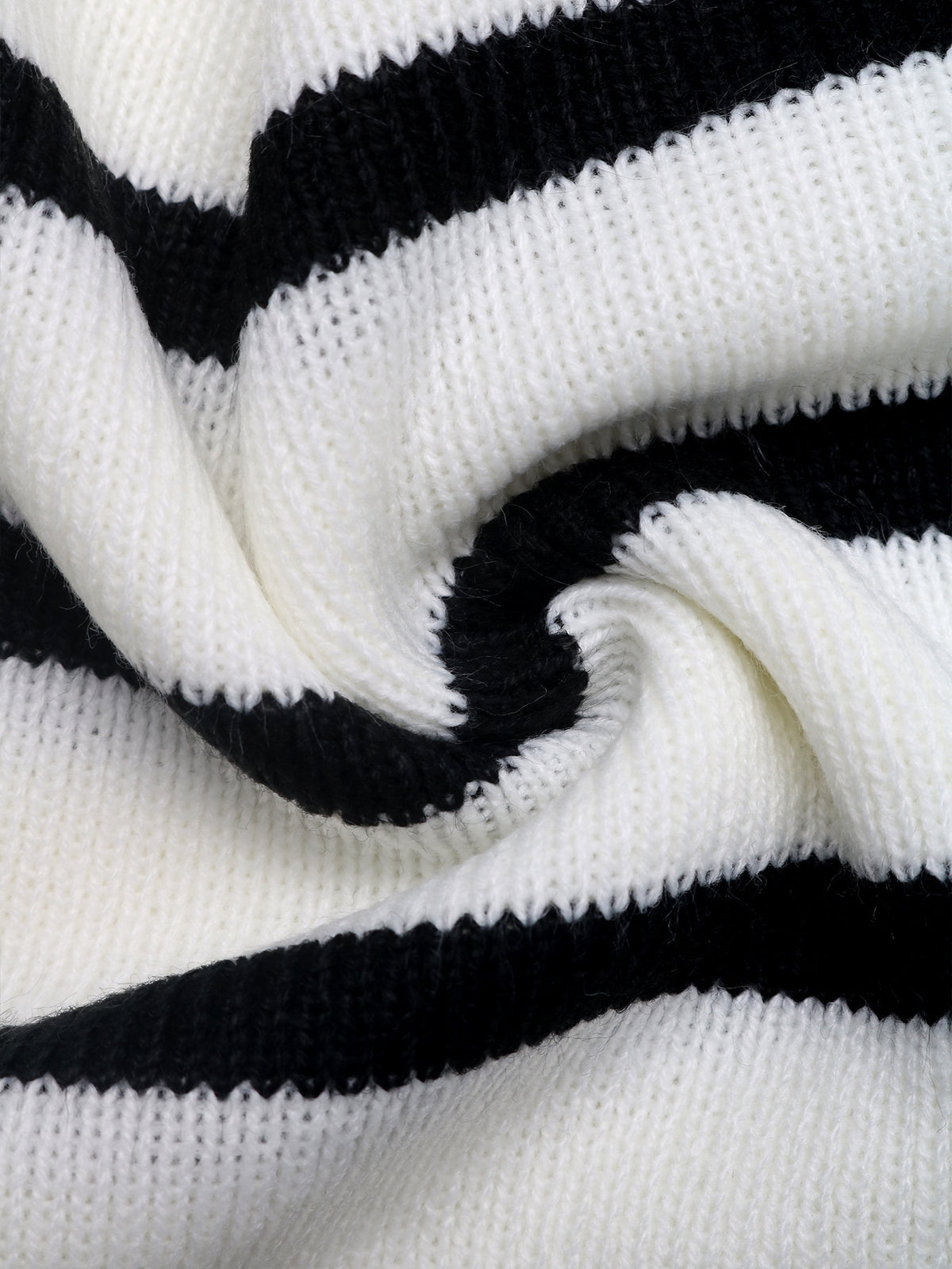 Black and White Striped Cardigan with Gold Button Front