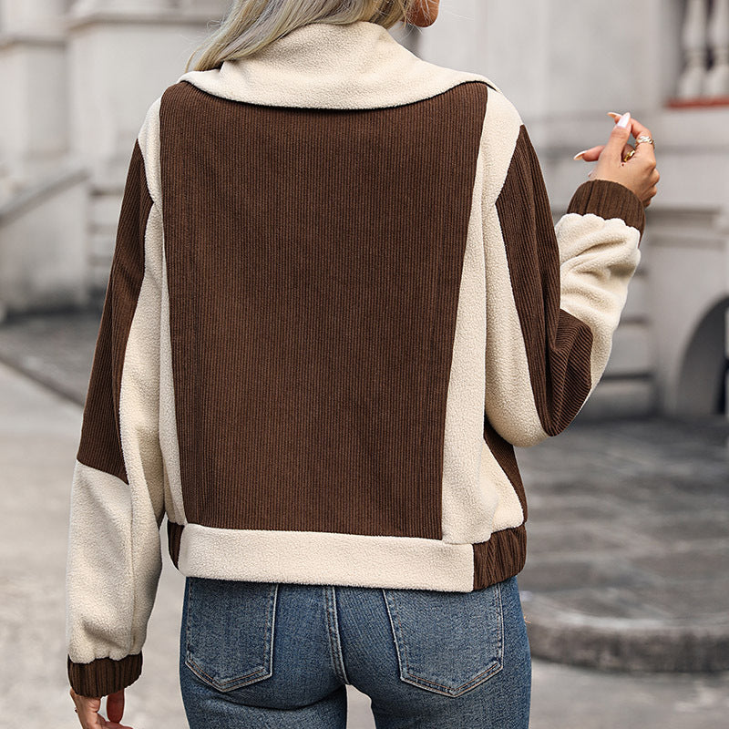 Women's Colour Block Fleece Jacket - back view